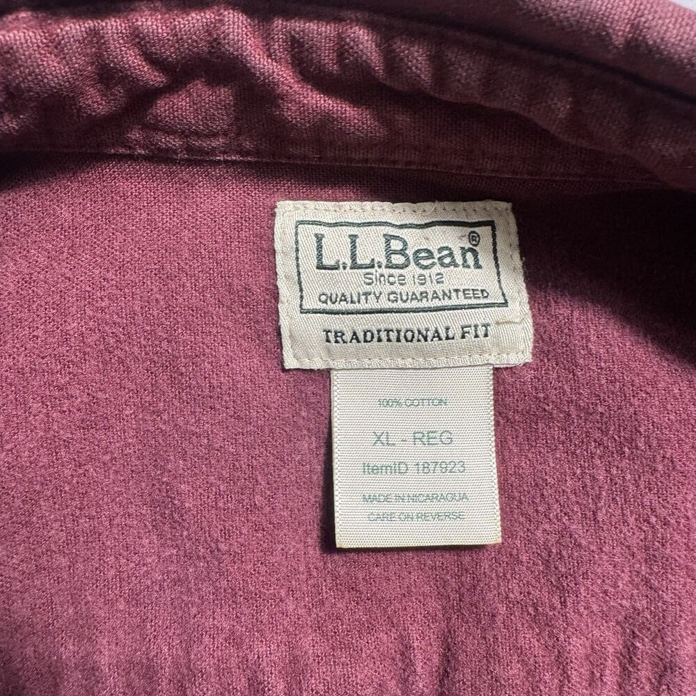 L.L. Bean Shirt Men’s XL Tall Burgundy Corduroy Button Front Traditional Fit - Picture 4 of 7